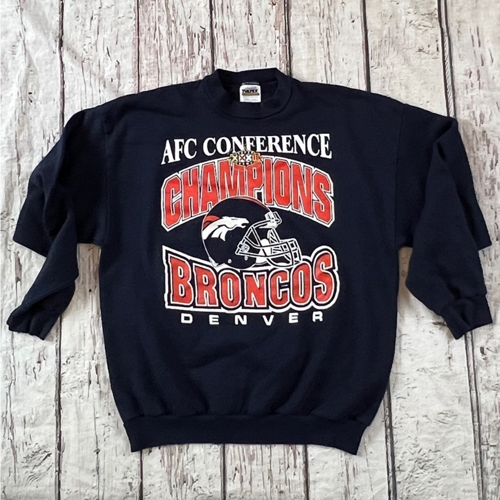 Denver Broncos Super Bowl XXXII NFL Football 1990s Crewneck Pullover Sweatshirt